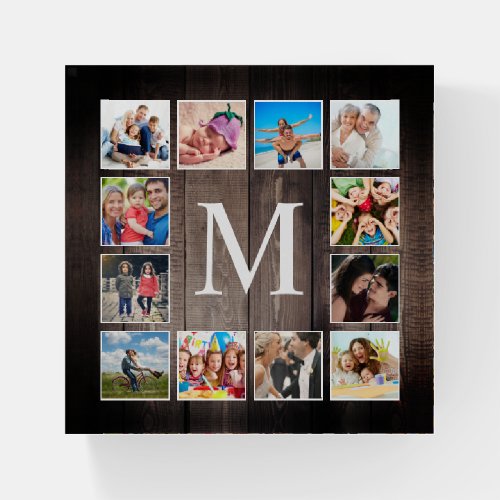 Custom Photo Collage Rustic Farmhouse Family Paperweight