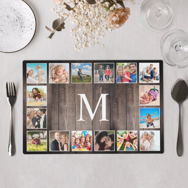 Custom Photo Collage Rustic Farmhouse Family Placemat (Creator Uploaded)