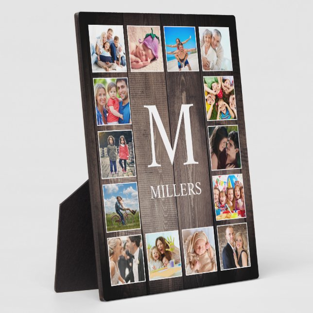 Custom Photo Collage Rustic Farmhouse Family Plaque (Side)