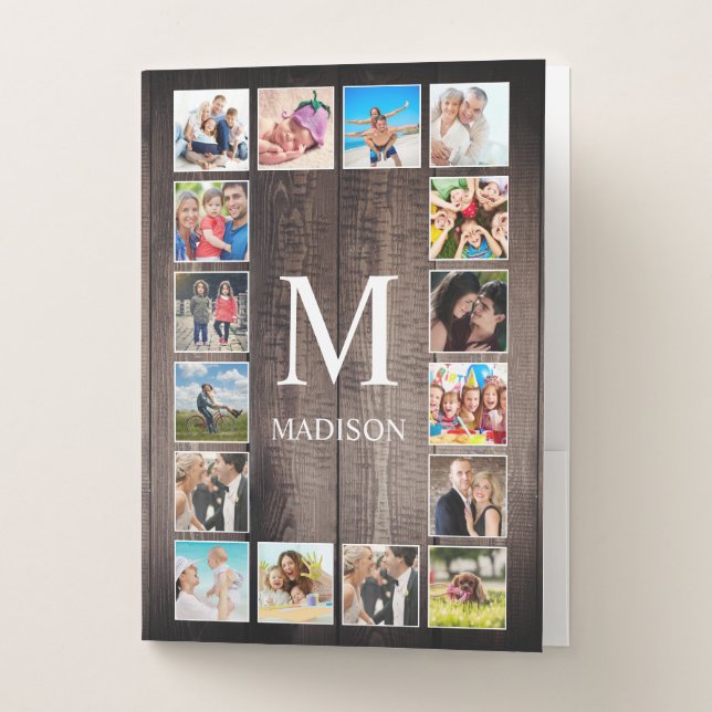 Custom Photo Collage Rustic Farmhouse Family Pocket Folder (Front)