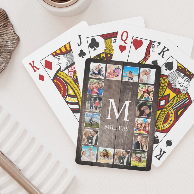 Custom Photo Collage Rustic Farmhouse Family Poker Cards (Creator Uploaded)