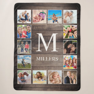 Custom Photo Collage Rustic Farmhouse Family Sherpa Blanket