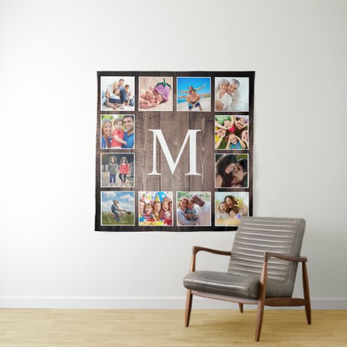 Custom Photo Collage Rustic Farmhouse Family Tapestry