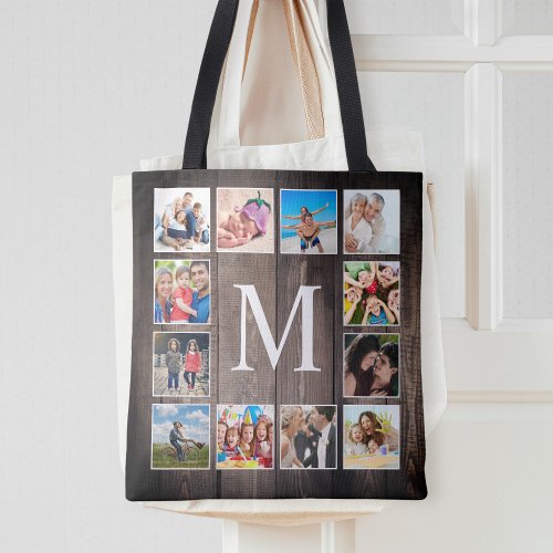 Custom Photo Collage Rustic Farmhouse Family Tote Bag