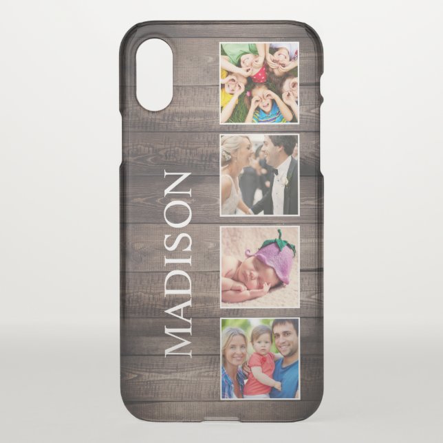 Custom Photo Collage Rustic Farmhouse Family Uncommon iPhone Case (Back)