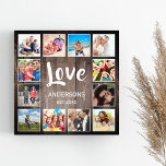 Custom Photo Collage Rustic Farmhouse Love Family<br><div class="desc">Create your own personalized 12 photo collage photo print with your custom images on a rustic farmhouse style wooden plank background. The design also features your family name, established year and a "Love" handwritten script. Add your favorite photos, designs or artworks to create something really unique. Treat yourself or make...</div>