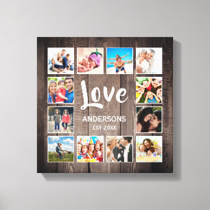 Custom Photo Collage Rustic Farmhouse Love Family Canvas Print