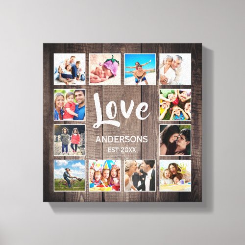 Custom Photo Collage Rustic Farmhouse Love Family Canvas Print