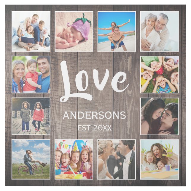Custom Photo Collage Rustic Farmhouse Love Family Gallery Wrap (Front)