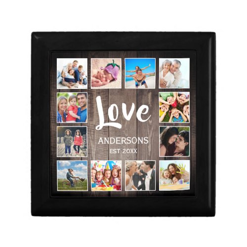 Custom Photo Collage Rustic Farmhouse Love Family Gift Box