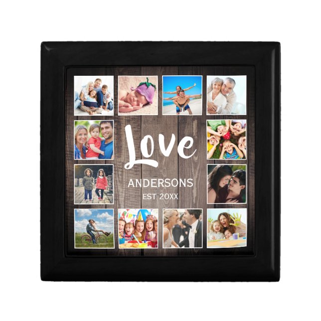 Custom Photo Collage Rustic Farmhouse Love Family Gift Box (Front)