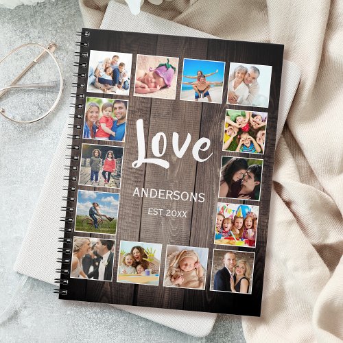 Custom Photo Collage Rustic Farmhouse Love Family Notebook