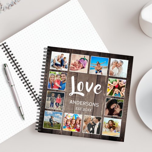 Custom Photo Collage Rustic Farmhouse Love Family Notebook