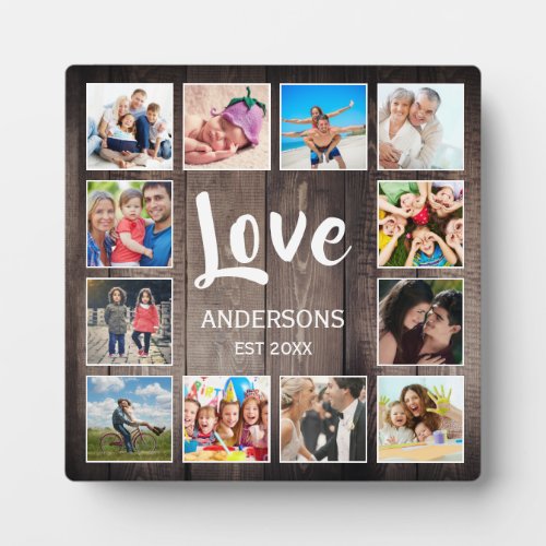 Custom Photo Collage Rustic Farmhouse Love Family Plaque