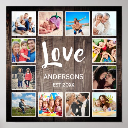 Custom Photo Collage Rustic Farmhouse Love Family Poster