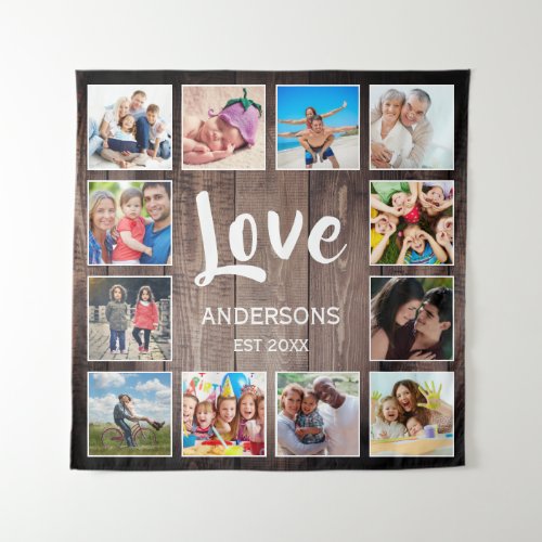 Custom Photo Collage Rustic Farmhouse Love Family Tapestry