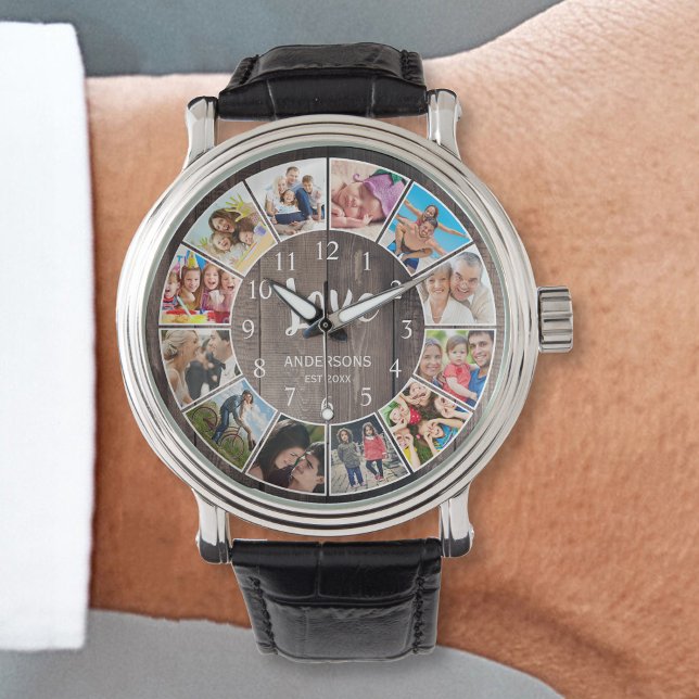 Custom Photo Collage Rustic Farmhouse Love Family Watch (Creator Uploaded)