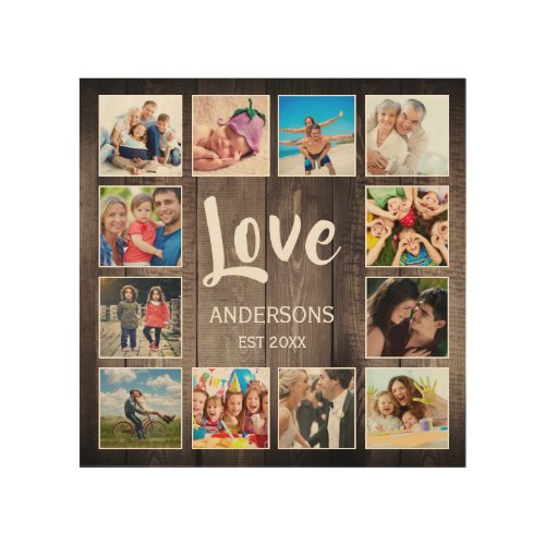 Custom Photo Collage Rustic Farmhouse Love Family Wood Wall Art