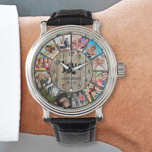 Custom Photo Collage Rustic Farmhouse Watch