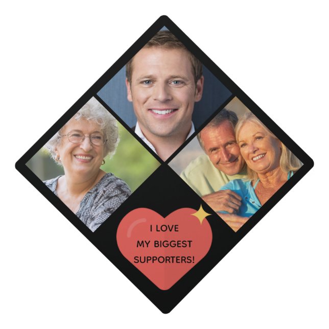 Custom Photo Collage School Graduation Cap Topper (Front)