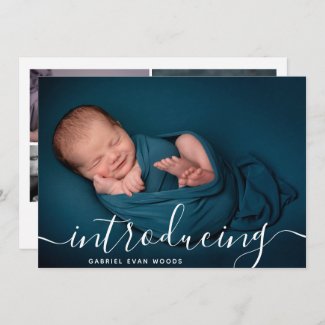 Custom Photo Collage Script Overlay Baby Birth Announcement