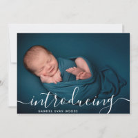 Custom Photo Collage Script Overlay Baby Birth Announcement