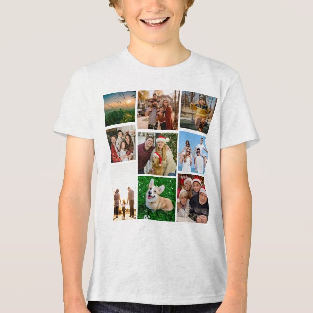 Custom Photo Collage Shirt, Custom 9 Photos   Tri-Blend Shirt (Front)