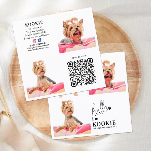 Custom Photo Collage Social Media Pet Influencer Square Business Card