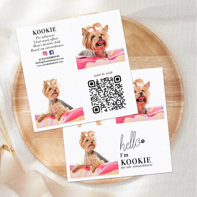 Custom Photo Collage Social Media Pet Influencer Square Business Card (Creator Uploaded)