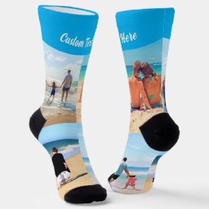 Custom Photo Collage Socks with Text Your Design