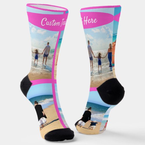 Custom Photo Collage Socks Your Photos and Text