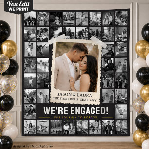 Custom Photo Collage Tapestry, Retro Engagement Tapestry