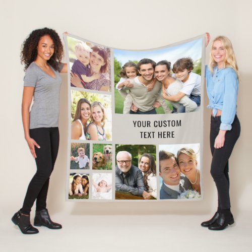 Custom Photo Collage Taupe Fleece Blanket