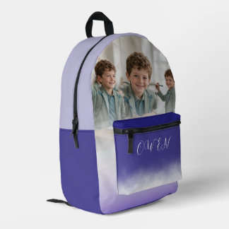 Custom Photo Collage Teal Ombre Personalized Schoo Printed Backpack
