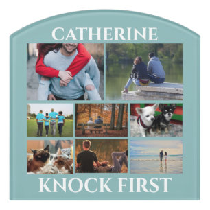Custom photo collage teenagers adults door sign