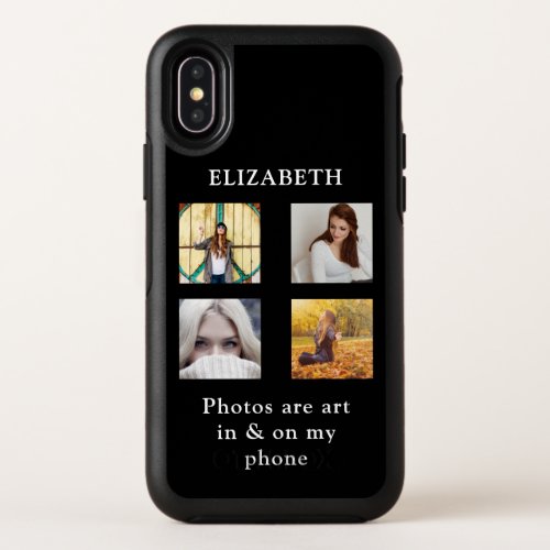 Custom Photo Collage Template With Text Black OtterBox Symmetry iPhone X Case