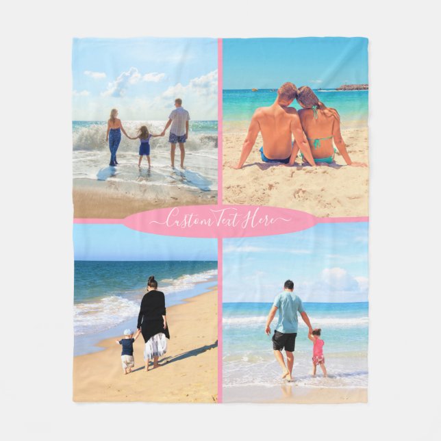 Custom Photo Collage Text Fleece Blanket  Memories (Front)