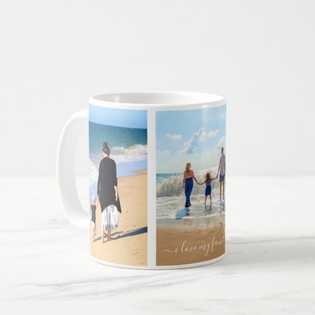 Custom Photo Collage Text Mug - I Love My Family (Front Left)