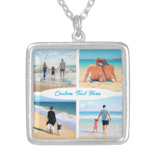 Custom Photo Collage Text Necklace Your Family
