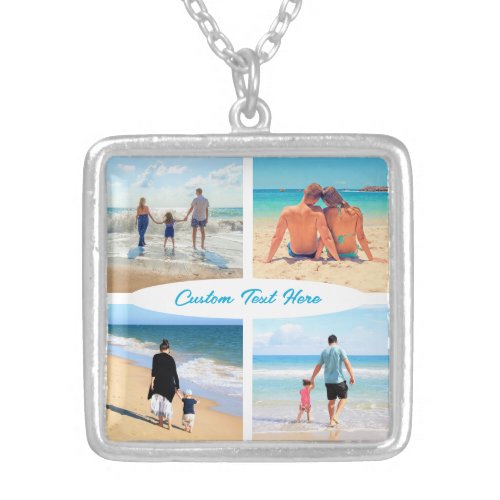 Custom Photo Collage Text Necklace Your Family