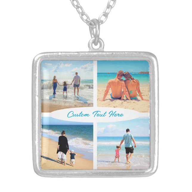 Custom Photo Collage Text Necklace Your Family (Front)