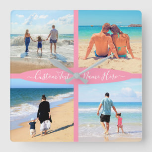Custom Photo Collage Text Your Family Gift Clock