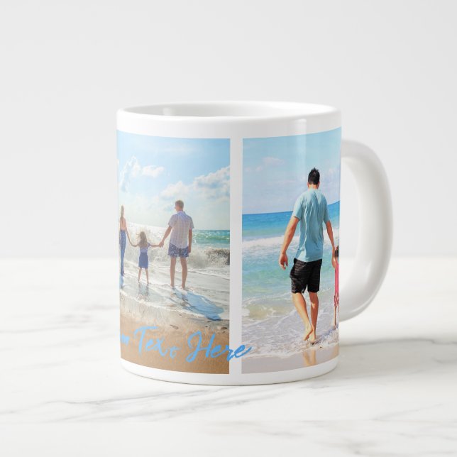 Custom Photo Collage Text Your Family Photos Gift Giant Coffee Mug (Front Right)