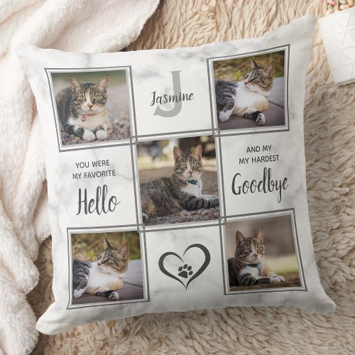 Custom Photo Collage Unique Cat Memorial Throw Pillow