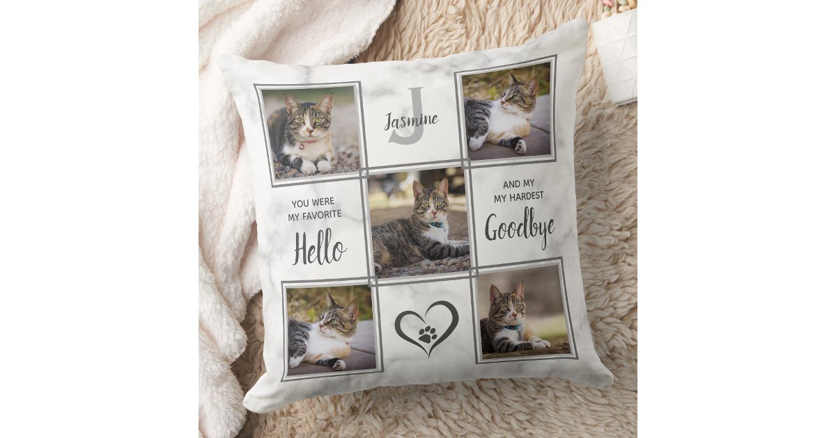 Custom Photo Collage Unique Cat Memorial Throw Pillow | Zazzle