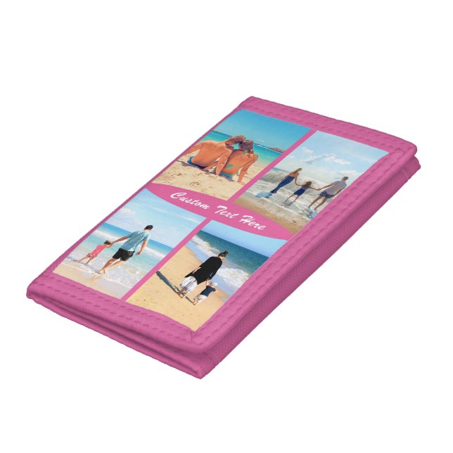 Custom Photo Collage Wallet Your Photos and Text (Bottom)