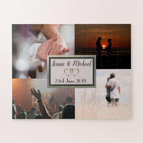 Custom Photo Collage Wedding Jigsaw Puzzle