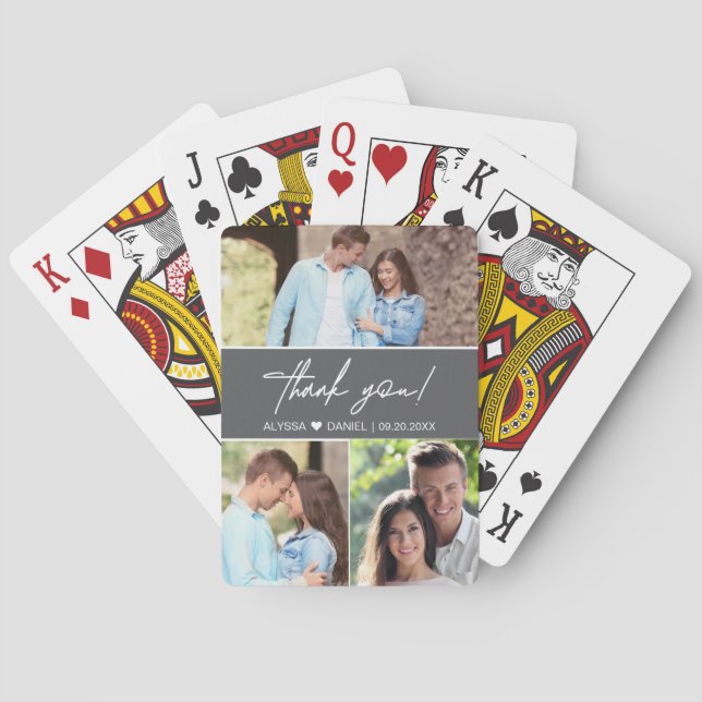 Custom Photo Collage Wedding Thank you favor Poker Cards (Back)