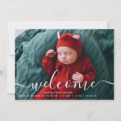 Custom Photo Collage Welcome Script Overlay Baby  Announcement