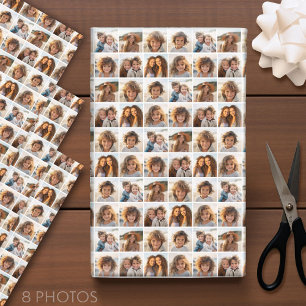 Custom Photo Collage with 8 Square Photos Wrapping Paper Sheets